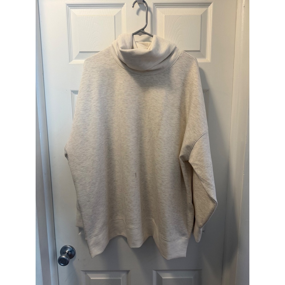 All in Motion Airy Sleek Funnel Neck Sweatshirt Heathered Cream XXL